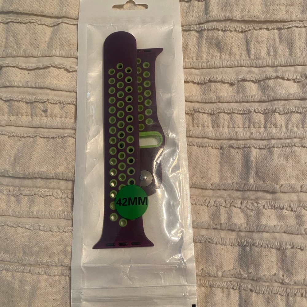 Purple and green Apple Watch band